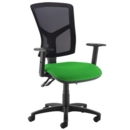 Senza high mesh back operator chair with adjustable arms - Lombok Green