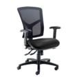 Senza high mesh back operator chair with folding arms - Nero Black vinyl