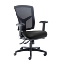 Senza high mesh back operator chair with folding arms - Nero Black vinyl