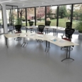 Senza high mesh back operator chair with folding arms - Nero Black vinyl