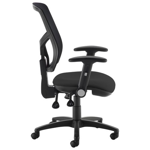 Senza high mesh back operator chair with folding arms - black