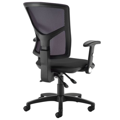 Senza high mesh back operator chair with folding arms - black