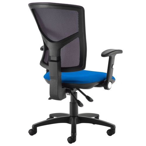 Senza high mesh back operator chair with folding arms - blue