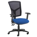 Senza high mesh back operator chair with folding arms - Curacao Blue