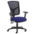 Senza high mesh back operator chair with folding arms - Ocean Blue
