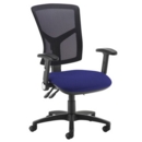 Senza high mesh back operator chair with folding arms - Ocean Blue