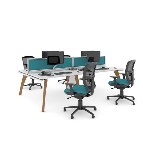 Senza high mesh back operator chair with folding arms - Ocean Blue