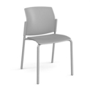 Santana 4 leg stacking chair with plastic seat and back and chrome frame and no arms - grey