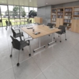 Santana 4 leg stacking chair with plastic seat and back and grey frame and no arms - grey