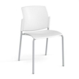 Santana 4 leg stacking chair with plastic seat and back and grey frame and no arms - white