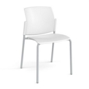 Santana 4 leg stacking chair with plastic seat and back and grey frame and no arms - white