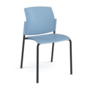 Santana 4 leg stacking chair with plastic seat and back and black frame and no arms - blue