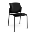 Santana 4 leg stacking chair with plastic seat and back and black frame and no arms - made to order