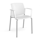 Santana 4 leg stacking chair with plastic seat and back and chrome frame and fixed arms - white