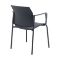 Santana 4 leg stacking chair with plastic seat and back and black frame and fixed arms - black