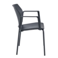 Santana 4 leg stacking chair with plastic seat and back and black frame and fixed arms - black