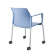 Santana 4 leg mobile chair with plastic seat and back and grey frame with castors and fixed arms - blue