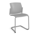 Santana cantilever chair with plastic seat and back and chrome frame and no arms - grey
