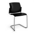 Santana cantilever chair with plastic seat and back and chrome frame and no arms - black
