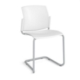 Santana cantilever chair with plastic seat and back and grey frame and no arms - white