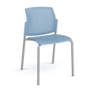 Santana 4 leg stacking chair with plastic seat and perforated back and chrome frame and no arms - blue