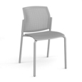 Santana 4 leg stacking chair with plastic seat and perforated back and chrome frame and no arms - grey