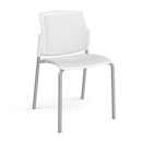 Santana 4 leg stacking chair with plastic seat and perforated back and chrome frame and no arms - white