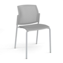 Santana 4 leg stacking chair with plastic seat and perforated back and grey frame and no arms - grey