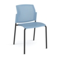 Santana 4 leg stacking chair with plastic seat and perforated back and black frame and no arms - blue