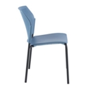 Santana 4 leg stacking chair with plastic seat and perforated back and black frame and no arms - blue