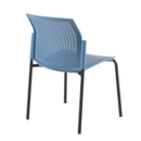 Santana 4 leg stacking chair with plastic seat and perforated back and black frame and no arms - blue