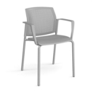 Santana 4 leg stacking chair with plastic seat and perforated back and chrome frame and fixed arms - grey
