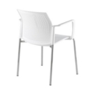 Santana 4 leg stacking chair with plastic seat and perforated back and chrome frame and fixed arms - white