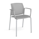 Santana 4 leg stacking chair with plastic seat and perforated back and grey frame and fixed arms - grey