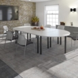 Santana 4 leg mobile chair with plastic seat and perforated back and grey frame with castors and arms and writing tablet - grey