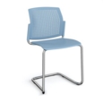 Santana cantilever chair with plastic seat and perforated back and chrome frame and no arms - blue