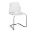 Santana cantilever chair with plastic seat and perforated back and chrome frame and no arms - white