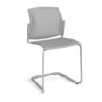 Santana cantilever chair with plastic seat and perforated back and grey frame and no arms - grey