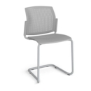 Santana cantilever chair with plastic seat and perforated back and grey frame and no arms - grey