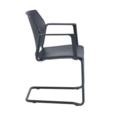 Santana cantilever chair with plastic seat and perforated back and black frame and fixed arms - black