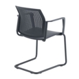 Santana cantilever chair with plastic seat and perforated back and black frame and fixed arms - black