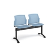 Santana perforated back plastic seating - bench 2 wide with 2 seats - blue