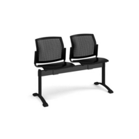 Santana perforated back plastic seating - bench 2 wide with 2 seats - black