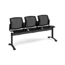 Santana perforated back plastic seating - bench 3 wide with 3 seats - black