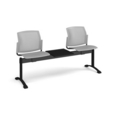 Santana perforated back plastic seating - bench 3 wide with 2 seats and table - grey