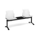 Santana perforated back plastic seating - bench 3 wide with 2 seats and table - white