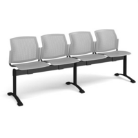 Santana perforated back plastic seating - bench 4 wide with 4 seats - grey