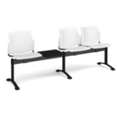 Santana perforated back plastic seating - bench 4 wide with 3 seats and table - white