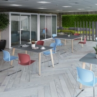 Saxon square poseur worktable with 4 oak legs 800mm - made to order