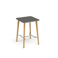 Saxon square poseur worktable with 4 oak legs 800mm - onyx grey